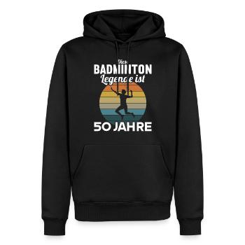 Diese Badminton Legende ist 50 Jahre 50 Geburtstag - Männer Premium Bio Hoodie - Schwarz - Vorne - Nico (187cm)