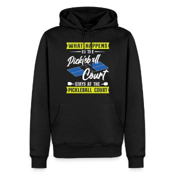 Pickleball Ce qui se passe au - Sweat à capuche Premium bio Homme - noir - Devant - Nico (187cm)