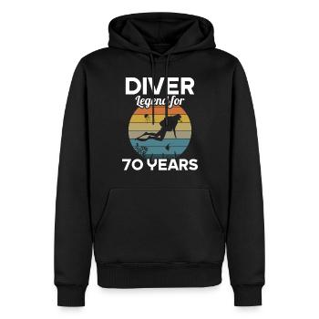 Cette légende de plongeur a 70 ans et 70 ans - Sweat à capuche Premium bio Homme - noir - Devant - Nico (187cm)