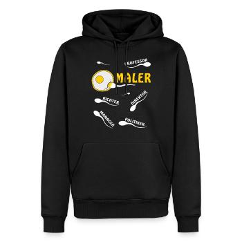 MALER - Männer Premium Bio Hoodie - Schwarz - Vorne - Nico (187cm)