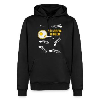 STRAßENBAUER - Männer Premium Bio Hoodie - Schwarz - Vorne - Nico (187cm)