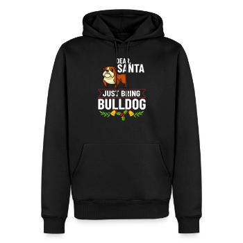Chien Bulldog anglais Chiots Noël - Sweat à capuche Premium bio Homme - noir - Devant - Nico (187cm)
