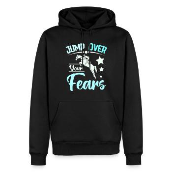 Jump over your fears horse riding - Männer Premium Bio Hoodie - Schwarz - Vorne - Nico (187cm)