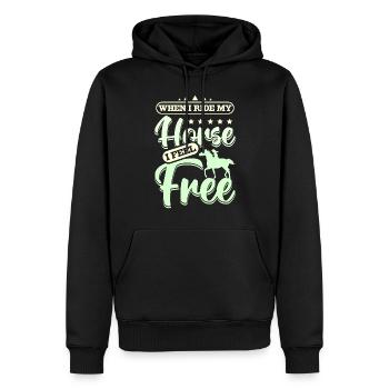 When I ride my horse I feel free - Men’s Premium Organic Hoodie - black - Front - Nico (187cm)