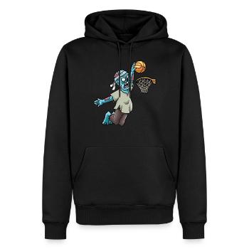 Zombie, Der Basketball Spielt Sport Gruseliges - Männer Premium Bio Hoodie - Schwarz - Vorne - Nico (187cm)