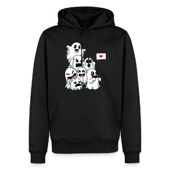 Funny Halloween Cute Ghost Creepy - Men’s Premium Organic Hoodie - black - Front - Nico (187cm)