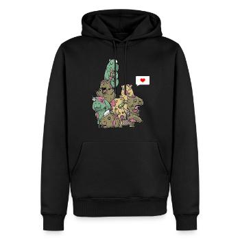 Funny Zombie Capybara Spooky Halloween Scary - Men’s Premium Organic Hoodie - black - Front - Nico (187cm)
