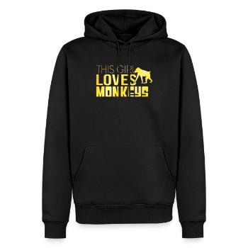 Cette fille aime les singes - Sweat à capuche Premium bio Homme - noir - Devant - Nico (187cm)