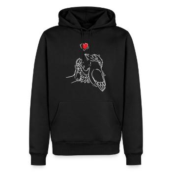 Lachender Hans Vogel Jägerliest Mit Hand - Männer Premium Bio Hoodie - Schwarz - Vorne - Nico (187cm)