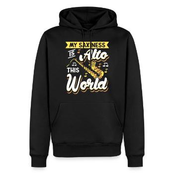 Saxophone Saxophoniste - Sweat à capuche Premium bio Homme - noir - Devant - Nico (187cm)