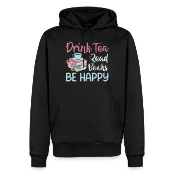 Tea Lover - Drink Tea Read Books Be Happy - Männer Premium Bio Hoodie - Schwarz - Vorne - Nico (187cm)