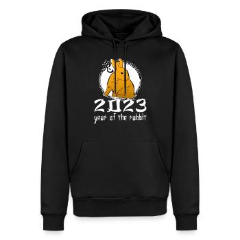 Personnage de lapin chinois Nouvel An 2023 - Sweat à capuche Premium bio Homme - noir - Devant - Nico (187cm)