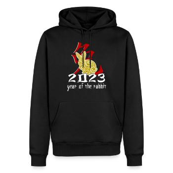 Personnage de lapin chinois Nouvel An 2023 - Sweat à capuche Premium bio Homme - noir - Devant - Nico (187cm)
