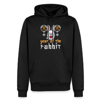 Personnage de lapin chinois Nouvel An 2023 - Sweat à capuche Premium bio Homme - noir - Devant - Nico (187cm)