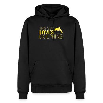 This guy loves dolphins - Men’s Premium Organic Hoodie - black - Front - Nico (187cm)