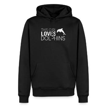 Cette fille aime les dauphins - Sweat à capuche Premium bio Homme - noir - Devant - Nico (187cm)