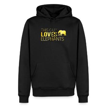 This guy loves elephants - Men’s Premium Organic Hoodie - black - Front - Nico (187cm)