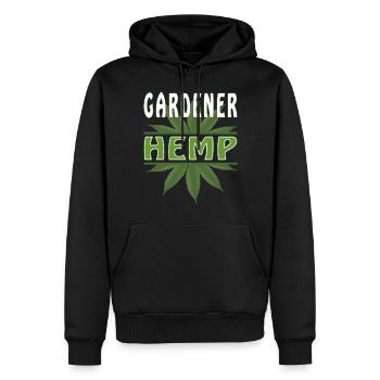 GARDENER HEMP - Männer Premium Bio Hoodie - Schwarz - Vorne - Nico (187cm)