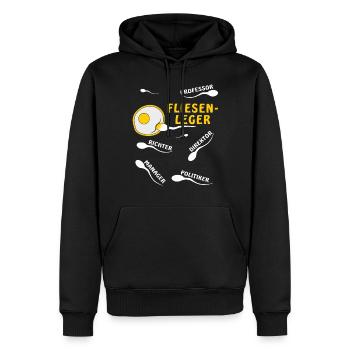 FLIESENLEGER - Männer Premium Bio Hoodie - Schwarz - Vorne - Nico (187cm)