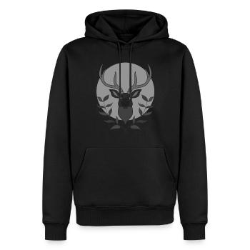 Red deer antlers with deer antlers - Men’s Premium Organic Hoodie - black - Front - Nico (187cm)