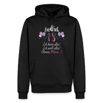 Endlich 18 Ich Kann Alles Ich Weiß Alles - Männer Premium Bio Hoodie - Schwarz - Vorne - Nico (187cm)