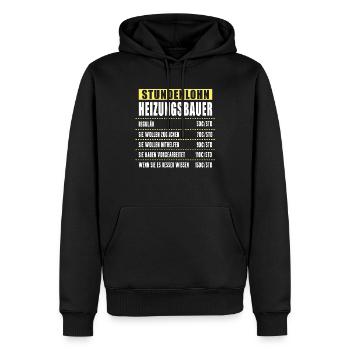 Stundenlohn Heizungsbauer - Männer Premium Bio Hoodie - Schwarz - Vorne - Nico (187cm)