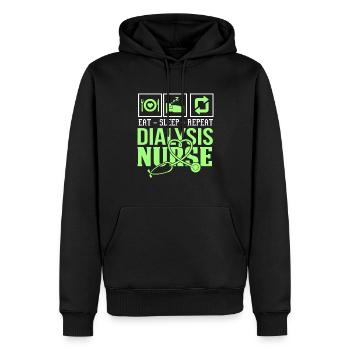 MANGER SOMMEIL INFIRMIÈRE RÉPÉTER - Sweat à capuche Premium bio Homme - noir - Devant - Nico (187cm)