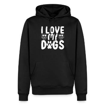 J’aime mes chiens - Sweat à capuche Premium bio Homme - noir - Devant - Nico (187cm)