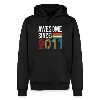 Génial depuis 2011 Anniversaire 2011 Millésime 2011 - Sweat à capuche Premium bio Homme - noir - Devant - Nico (187cm)