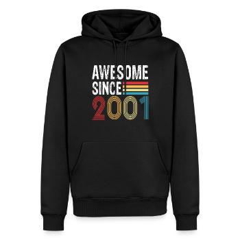 Génial depuis 2001 Anniversaire 2001 Millésime 2001 - Sweat à capuche Premium bio Homme - noir - Devant - Nico (187cm)