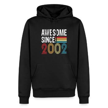 Génial depuis 2002 Anniversaire 2002 Millésime 2002 - Sweat à capuche Premium bio Homme - noir - Devant - Nico (187cm)