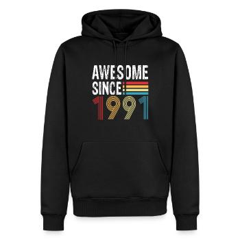 Génial depuis 1991 Anniversaire 1991 Millésime 1991 - Sweat à capuche Premium bio Homme - noir - Devant - Nico (187cm)