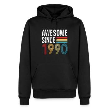 Awesome Since 1990 Geburtstag 1990 Vintage 1990 - Männer Premium Bio Hoodie - Schwarz - Vorne - Nico (187cm)