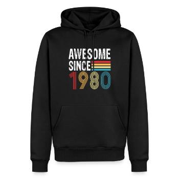 Awesome Since 1980 Geburtstag 1980 Vintage 1980 - Männer Premium Bio Hoodie - Schwarz - Vorne - Nico (187cm)