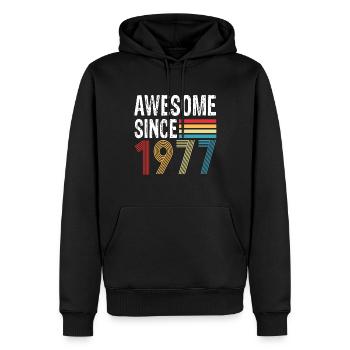 Génial depuis 1977 Anniversaire 1977 Millésime 1977 - Sweat à capuche Premium bio Homme - noir - Devant - Nico (187cm)