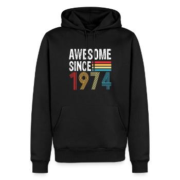 Awesome Since 1974 Geburtstag 1974 Vintage 1974 - Männer Premium Bio Hoodie - Schwarz - Vorne - Nico (187cm)