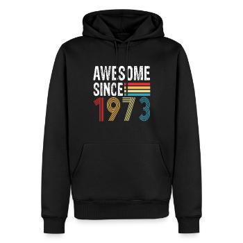 Génial depuis 1973 Anniversaire 1973 Millésime 1973 - Sweat à capuche Premium bio Homme - noir - Devant - Nico (187cm)