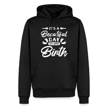 C’est une belle journée pour accoucher - Sweat à capuche Premium bio Homme - noir - Devant - Nico (187cm)