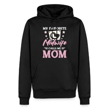 Ma sage-femme préférée m’appelle maman - Sweat à capuche Premium bio Homme - noir - Devant - Nico (187cm)