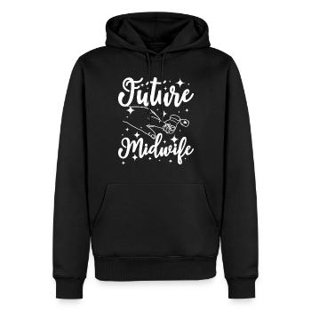 Future sage-femme - Sweat à capuche Premium bio Homme - noir - Devant - Nico (187cm)