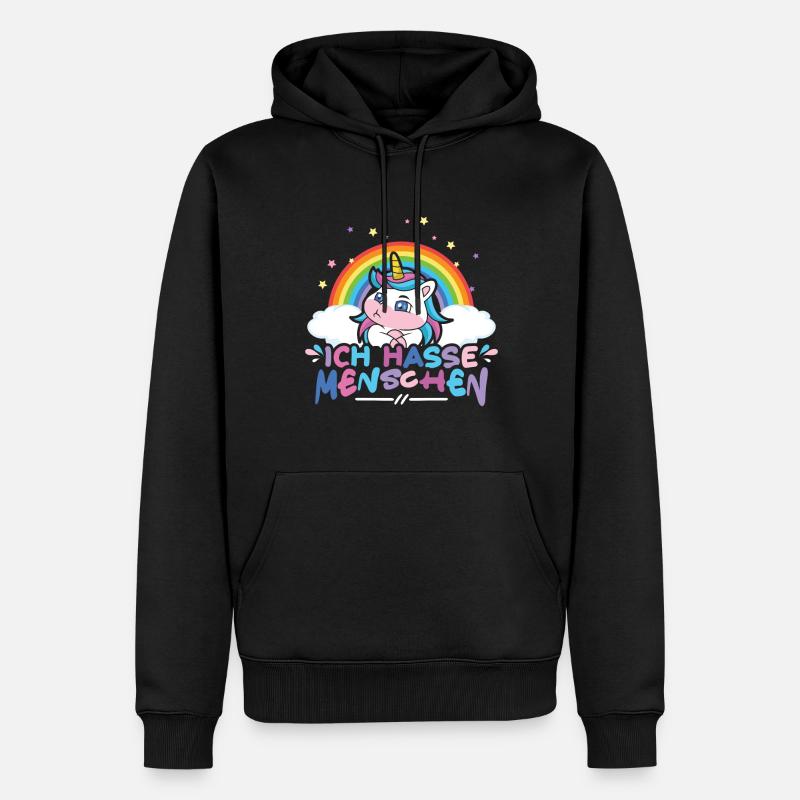 Ich hasse Menschen Einhorn - Männer Premium Bio Hoodie - Schwarz