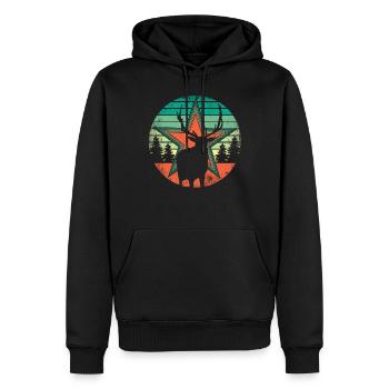 Retro Hirsch Vintage Jäger Elch Jagd Berufsjäger - Männer Premium Bio Hoodie - Schwarz - Vorne - Nico (187cm)