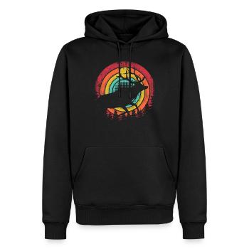 Retro Hirsch Vintage Jäger Elch Jagd Berufsjäger - Männer Premium Bio Hoodie - Schwarz - Vorne - Nico (187cm)