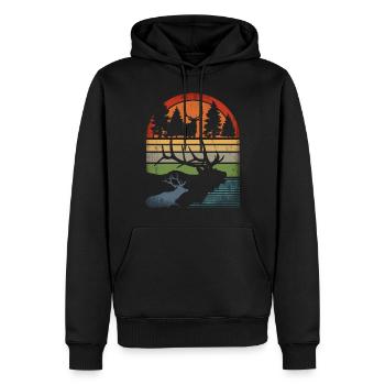 Retro Hirsch Vintage Jäger Elch Jagd Berufsjäger - Männer Premium Bio Hoodie - Schwarz - Vorne - Nico (187cm)