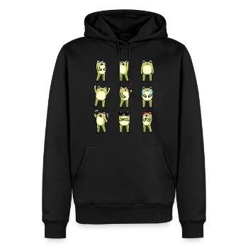 Cottagecore Kawaii Frosch Emoticons - Männer Premium Bio Hoodie - Schwarz - Vorne - Nico (187cm)