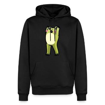Cottagecore Kawaii Frosch Emoticon - Männer Premium Bio Hoodie - Schwarz - Vorne - Nico (187cm)