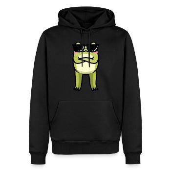 Cottagecore Kawaii Frosch Mit Sonnenbrille - Männer Premium Bio Hoodie - Schwarz - Vorne - Nico (187cm)