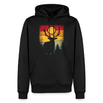 Retro Hirsch Vintage Jäger Elch Jagd Berufsjäger - Männer Premium Bio Hoodie - Schwarz - Vorne - Nico (187cm)