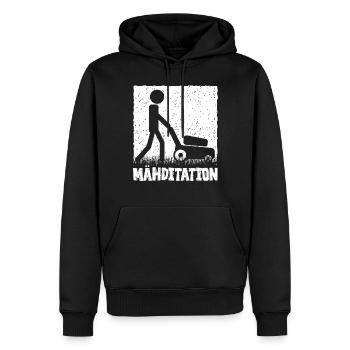 Mähditation Rasenmäher Gartenarbeit Lustig - Männer Premium Bio Hoodie - Schwarz - Vorne - Nico (187cm)