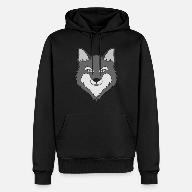 Fuchs Waldtier Design mit Tierkopf - Männer Premium Bio Hoodie - Schwarz